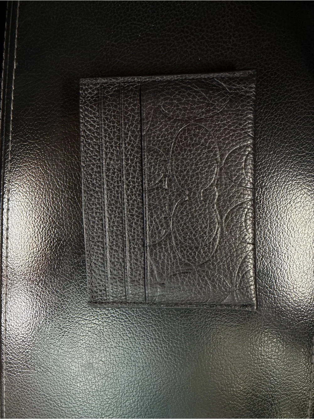 Coach Black Embossed Leather Card Case